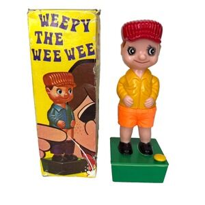 Weepy the Wee Wee Peeing Boy Funny Gag Gift Vintage 70s Toy Yellow Orange
